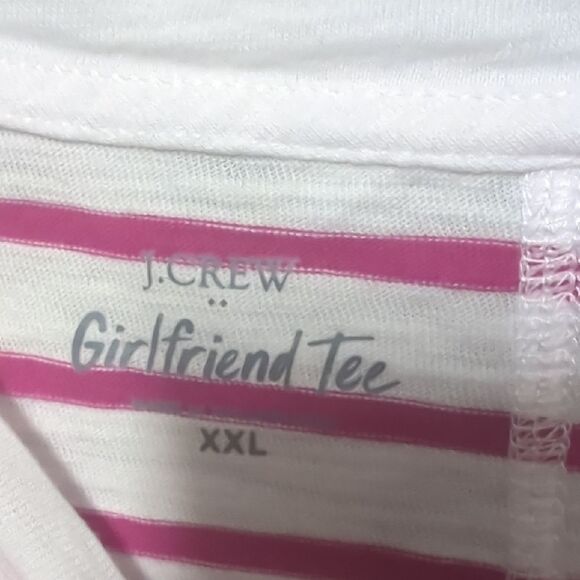 J. Crew Pink and White Striped Girlfriend Tee - Picture 3 of 5